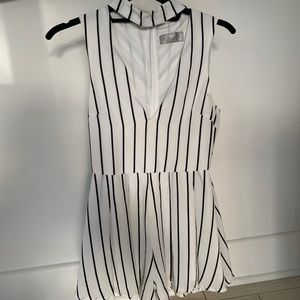 LF Choker Romper in Black & White Stripes
